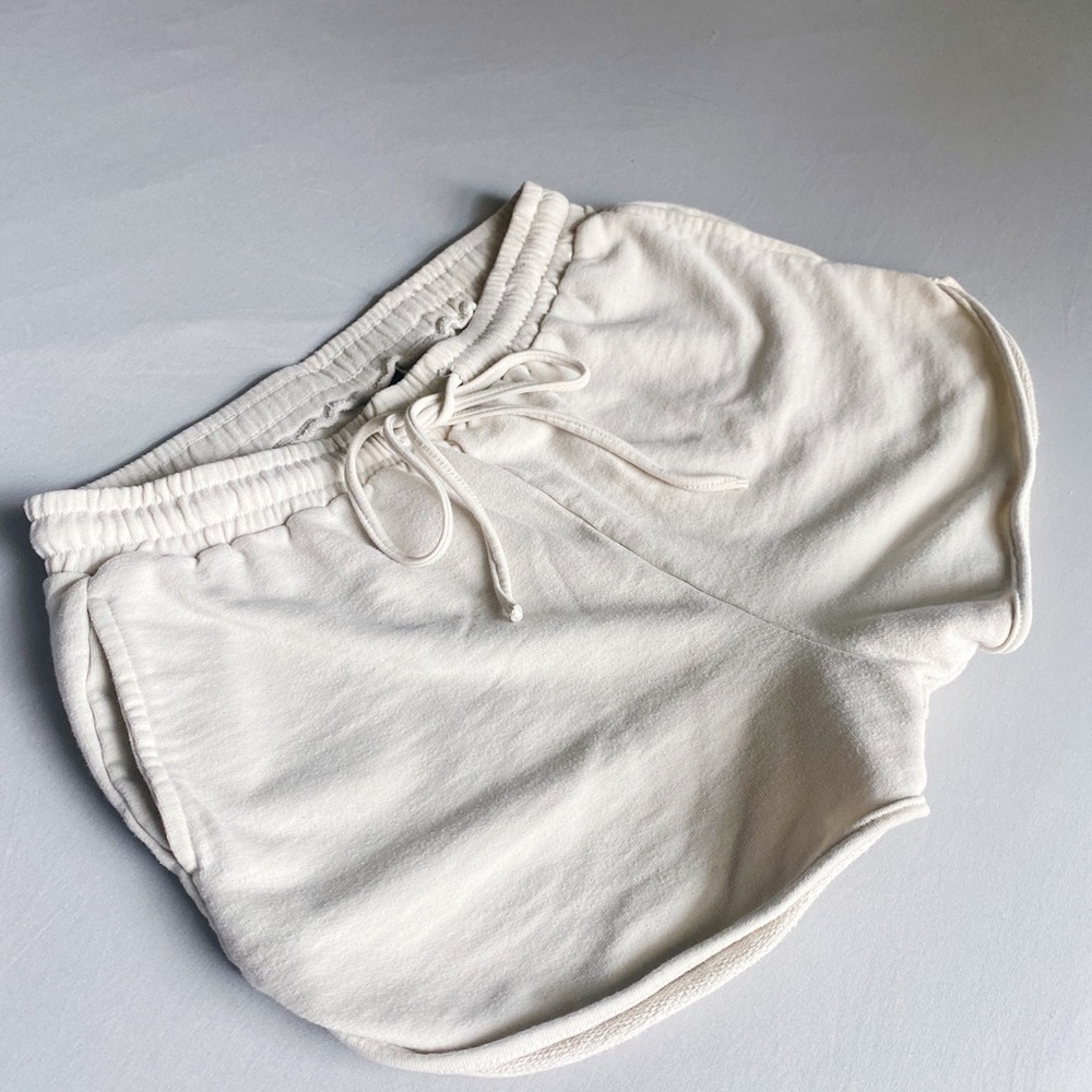 Beige Front Knot Track Shorts in Women’s size Medium